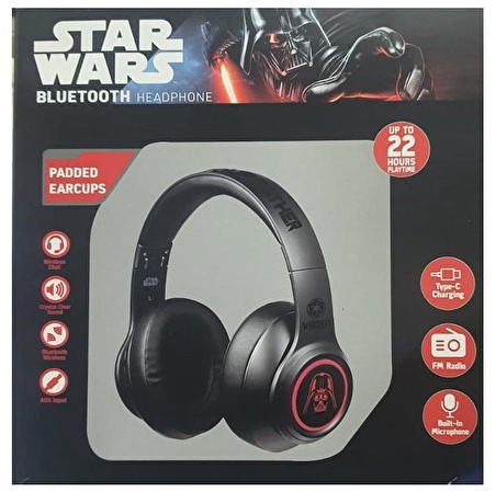 Star Wars Darth Vader Bluetooth Kulaklık Led Işıklı Mikrofonlu Kablosuz Radyolu Lisanslı SW-2021-DS