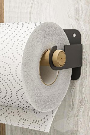 Ahşap Paslanmaz Çelik Modern Tuvalet Kağıdı Askısı Wc Rulo Kağıt Düzenleyici