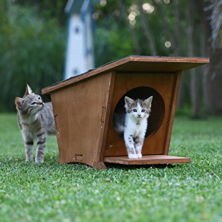 Mandu Su Geçirmez Tek Katlı Kedi Evi Kahverengi 