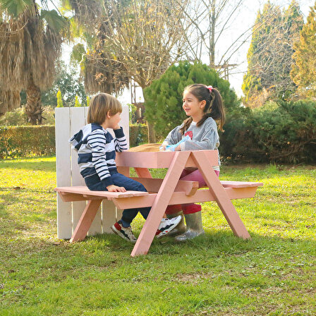 “MANDU” Ahşap Çocuk Piknik Masası (Kum havuzlu)