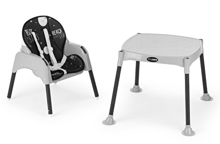 TinyCare Çalışma Masalı Kılıflı Portatif Mama Sandalyesi siyah-gri