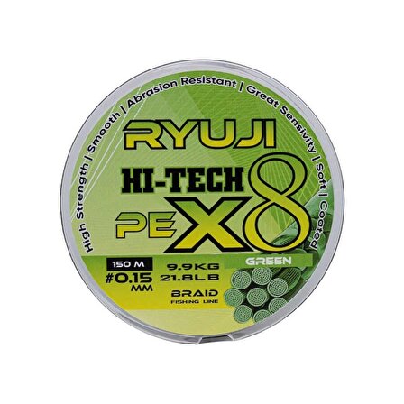 Ryuji X8 150m 0.08mm Green İp Misina