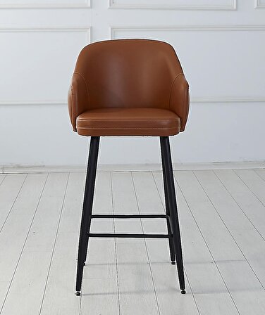 1 Adet Titan 75 Cm Oturum Yüksekliği Ada Mutfak Ve Bar Sandalyesi - Suni Deri - Metal Siyah Ayak601812096