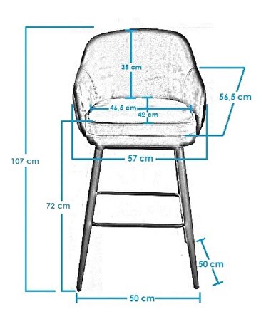 1 Adet Titan 75 Cm Oturum Yüksekliği Ada Mutfak Ve Bar Sandalyesi - Suni Deri - Metal Siyah Ayak601812096