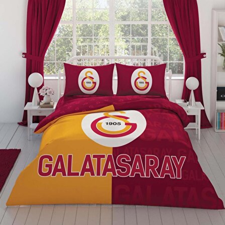 Taç Lisanslı Çift Kişilik Nevresim Takımı Galatasaray Parçalı Logo
