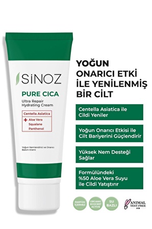 Sinoz Pure Cica Yoğun Onarıcı Yatıştırıcı Nemlendirici Bakım Kremi 50 ml Tahriş Olmuş Hasarlı Ciltler Için