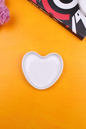 Pure 3 Adet Porselen Kalp Şeklinde Kahve Yanı Sunumluk - Lokumluk - Şekerlik - İkramlık
