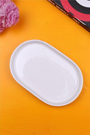 Pure Oval Porselen Servis ve Sunum Tabağı Kahve Yanı Kahvaltı Tabağı Çerezlik 15 cm 1 Adet