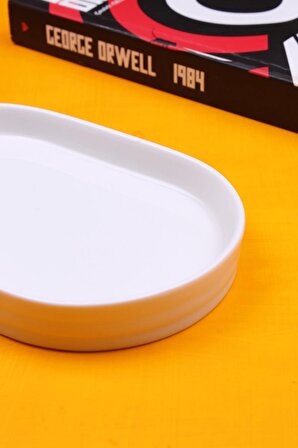 Pure Oval Porselen Servis ve Sunum Tabağı Kahve Yanı Kahvaltı Tabağı Çerezlik 15 cm 1 Adet
