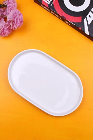  Pure Oval Porselen Servis ve Sunum Tabağı Kahve Yanı Kahvaltı Tabağı Çerezlik 20 cm 1 Adet   