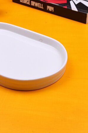  Pure Oval Porselen Servis ve Sunum Tabağı Kahve Yanı Kahvaltı Tabağı Çerezlik 20 cm 1 Adet   
