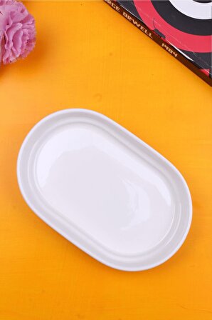 Pure Oval Porselen Kahvaltı Tabağı - Servis Tabağı - Meze Tabağı 16 cm 1 Adet
