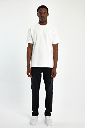 Explode - Erkek Oversize Fit %100 Pamuk Kalın Dokulu Beyaz T-shirt 