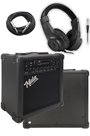 Midex GRX-200BK-25-AMP Les Paul Kasa Elektro Gitar Seti 25 Watt Gainli Şarjlı Amfi ve Full Set (H-H)