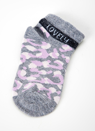 Cozzy Socks Beyaz - Pembe - Gri Kız Çocuk Soket Çorap