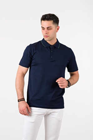 NEHİR by Faruk Ülker Polo Yaka Çıt Çıtlı Merserize Süperfine Cotton Erkek T-Shirt 