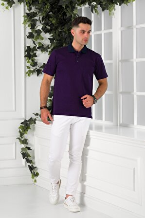 NEHİR by Faruk Ülker Polo Yaka Cepli Desenli Merserize Süperfine Cotton Erkek T-Shirt 