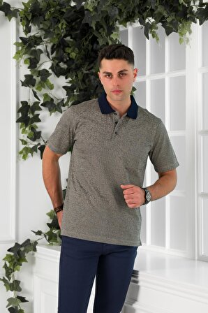 NEHİR by Faruk Ülker Polo Yaka Cepli Desenli Merserize Süperfine Cotton Erkek T-Shirt 