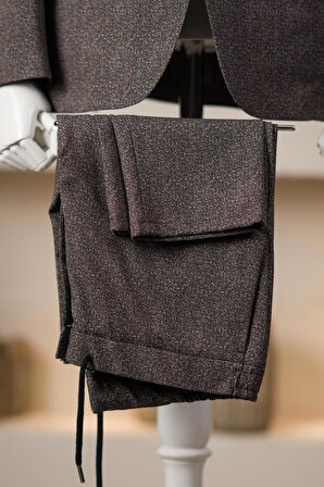 Sir Mono Yaka Yarım Astarlı Çift Yırtmaçlı Likralı Desenli Yazlık Jogger Takım Elbise