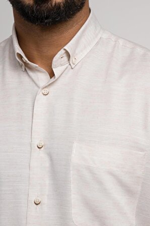 Bican Geniş Ve Rahat (Bol) Kesim Cepli Küçük Desenli Yaka Düğmeli Klasik Kısa Kol Gömlek