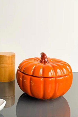 Pumpkin Dekoratif Bal Kabağı Kasesi Kapaklı Sunumluk