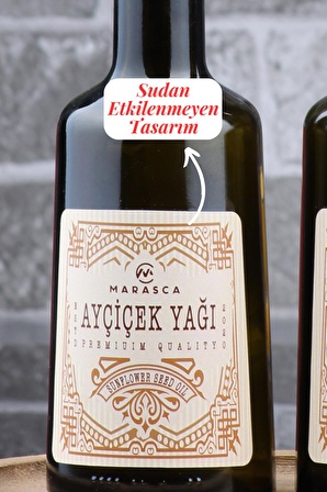 Marasca Ahaşp Stantlı Ayçiçek Sıvıyağ  Şişesi 250 ml Damlatmaz Yağlık Sosluk Gold Başlık