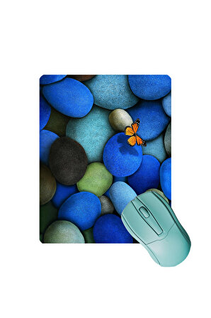 Mavi Taş Desenli Kaydırmaz Gaming Oyuncu Masaüstü Dikişsiz Mouse Pad/Ped (Mouse Altlığı) 17x21cm