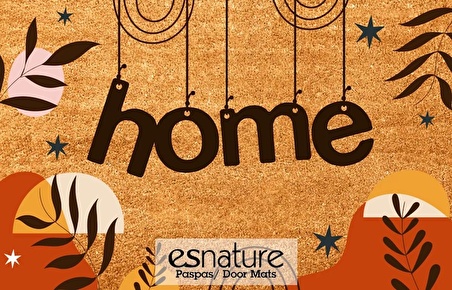 Esnature Home Bohem Temalı Dağ ve Yaprak Desenli Kapı Önü Paspası 45x70 Cm