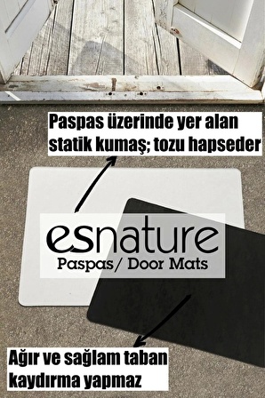 Esnature Home Bohem Temalı Dağ ve Yaprak Desenli Kapı Önü Paspası 45x70 Cm