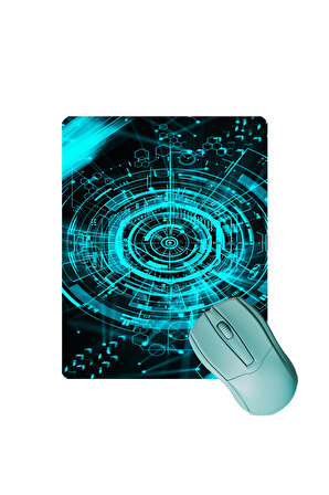 Fütüristik Yeşil Kaydırmaz Gaming Oyuncu Masaüstü Dikişsiz Mouse Pad/Ped (Mouse Altlığı) 17x21cm