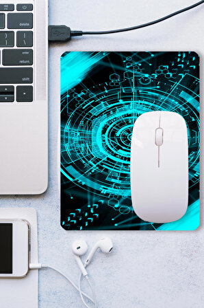 Fütüristik Yeşil Kaydırmaz Gaming Oyuncu Masaüstü Dikişsiz Mouse Pad/Ped (Mouse Altlığı) 17x21cm