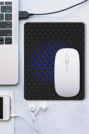 Mavi Siyah Petek Desenli Kaydırmaz Gaming Oyuncu Masaüstü Dikişsiz Mouse Pad/Ped (Altlık) 17x21cm