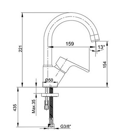 Eca Niobe Lavabo Bataryası Kuğu Borulu 102188054