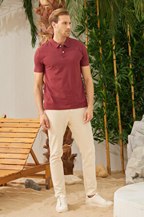 Erkek Basic Polo Yaka Tişört (Regular Fit) Bordo