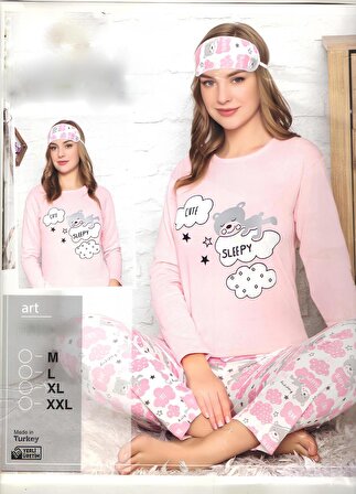 Uzun Kollu Pamuklu 3'lü Pijama Takımı