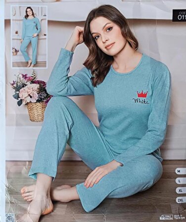 Kadın Mevsimlik Uzun Kollu Fitilli Pijama Takımı