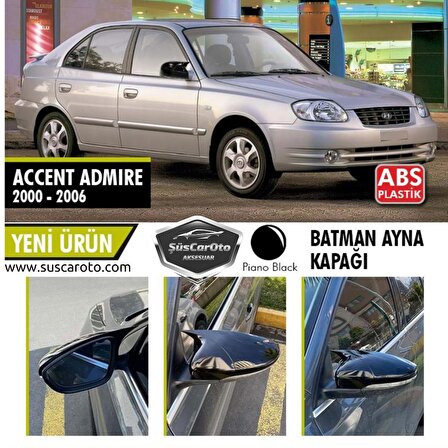 Hyundai Accent Admire 2000-2006 Batman Yarasa Ayna Kapağı Piano Black ABS Plastik