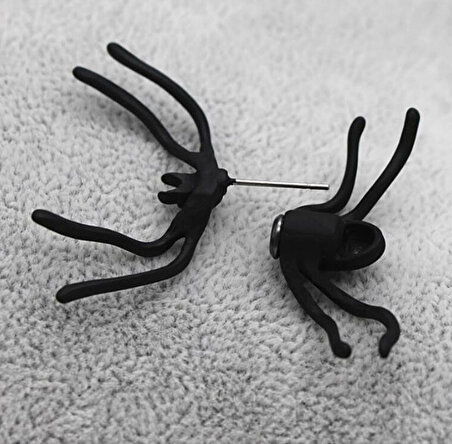 Playseba Siyah Renk Gotik Tarz Tek Kulak Için Örümcek Küpe