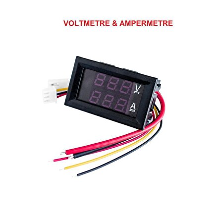 Dijital Dual Voltmetre Ampermetre Volt Akım Ölçer DC 0-100V 10A