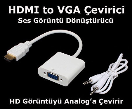 HDMI TO VGA SES AKTARIM DAHİL - HDMI TO VGA ÇEVİRİCİ DÖNÜŞTÜRÜCÜ