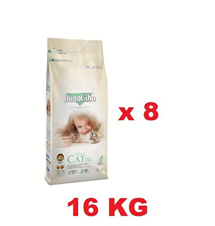 BonaCibo Adult Cat Lamb & Rice Kuzu Etli ve Pirinçli Yetişkin Kedi Maması 16 kg