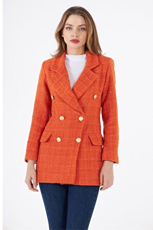 Kadın Orange Kruvaze yaka Chanel  Ceket