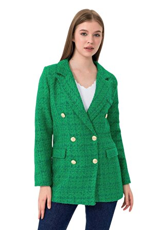 Kadın Yeşil Kruvaze yaka Chanel  Ceket