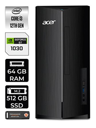 ACER ASPİRE i3 12100 64GB RAM 512GB SSD GT1030/4GB W11HOME DT.BHUEM.004 MASAÜSTÜ PC & PER4 BELLEK