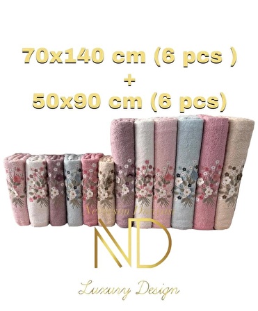 NH Mimoza Fitilli 6'lı havlu 50x90cm + 70X140 cm 6 Adet