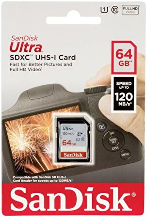 Sandisk SDSDUN4-064G-GN6IN 64 GB 120Mb/s Ultra XC-I SD Hafıza Kartı