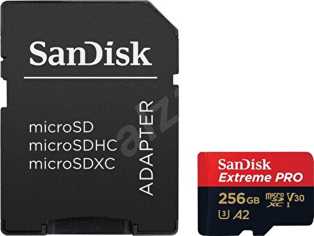 SanDisk Extreme Pro 256GB 200/140MB/s microSDXC UHS-I A2 V30 Adaptörlü Hafıza Kartı SDSQXCD-256G-GN6MA