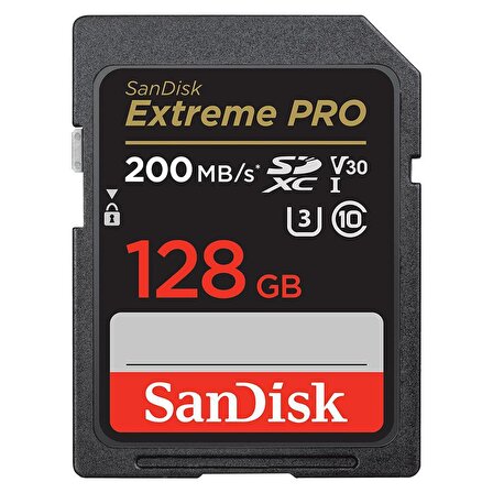SanDisk Extreme Pro 128GB 200/90MB/s SDXC V30 UHS-I U3 Hafıza Kartı SDSDXXD-128G-GN4IN