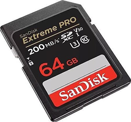 SanDisk Extreme Pro 64GB 200/90MB/s SDXC V30 UHS-I U3 Hafıza Kartı SDSDXXU-064G-GN4IN