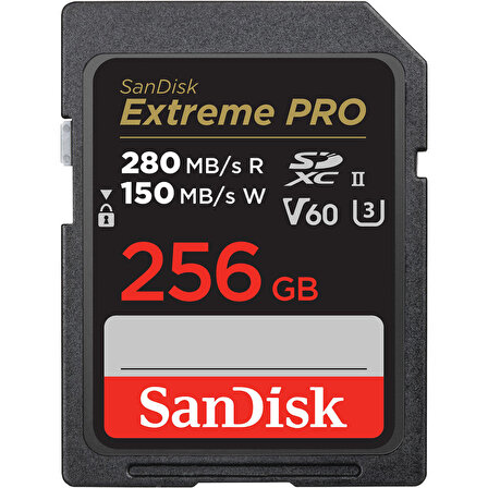 Sandisk 256GB SDXC Extreme Pro 280MB/s V60 Hafıza Kartı